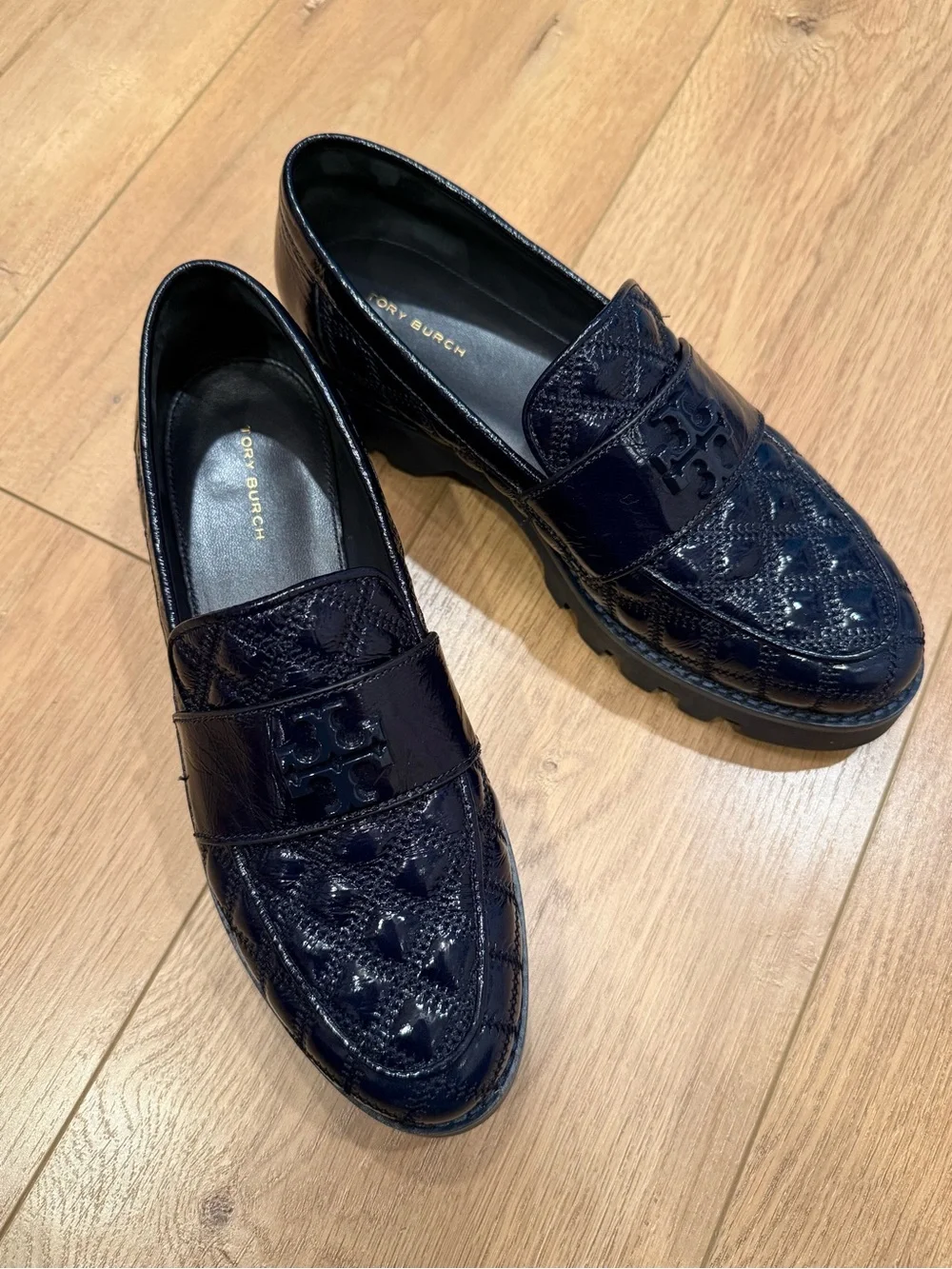 Tory Burch Mini Everly Chunky Loafers in navy